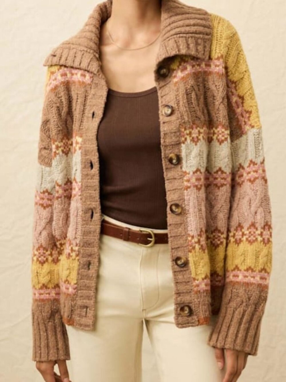 Faherty Women's Highland Fairisle Cardigan in Lakeside Faiisle Haze size XL NWT